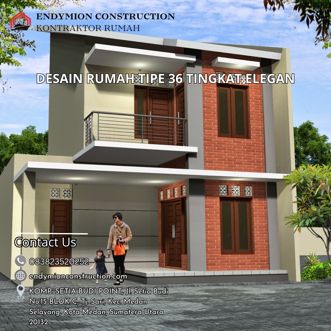 Desain Rumah Tingkat Tipe 36 Elegan