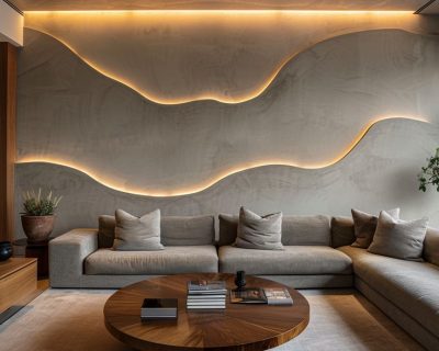 Calm Crescendo_ Wavy Illumination in Beige Serenity Calm Crescendo_ Wavy Illumination in Beige Serenity